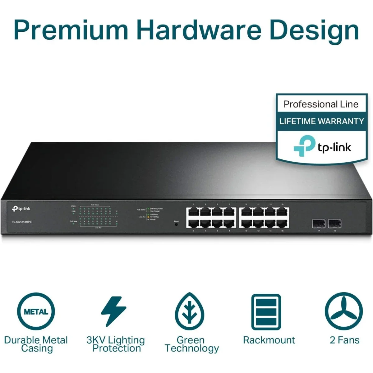سويتش ذكي TP-LINK TL-SG1218MPE جيجابت PoE+ 16 منفذ مع منفذي Combo SFP وقدرة PoE 250W - Image 4