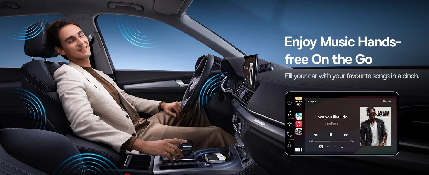Baseus PrimeTrip Wireless CarPlay Adapter for iPhone, Grey - Thumbnail 16