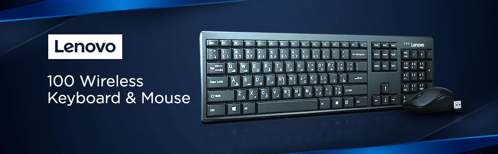 مجموعة لوحة مفاتيح وفأرة لاسلكية Lenovo 100 بتخطيط عربي/إنجليزي - Image 3