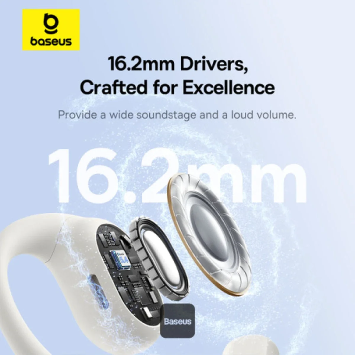 Baseus Eli 10i Fit Open-Ear TWS Earbuds Bluetooth 5.4, 16.2mm Drivers, 45H Battery, Stellar White - Thumbnail 6