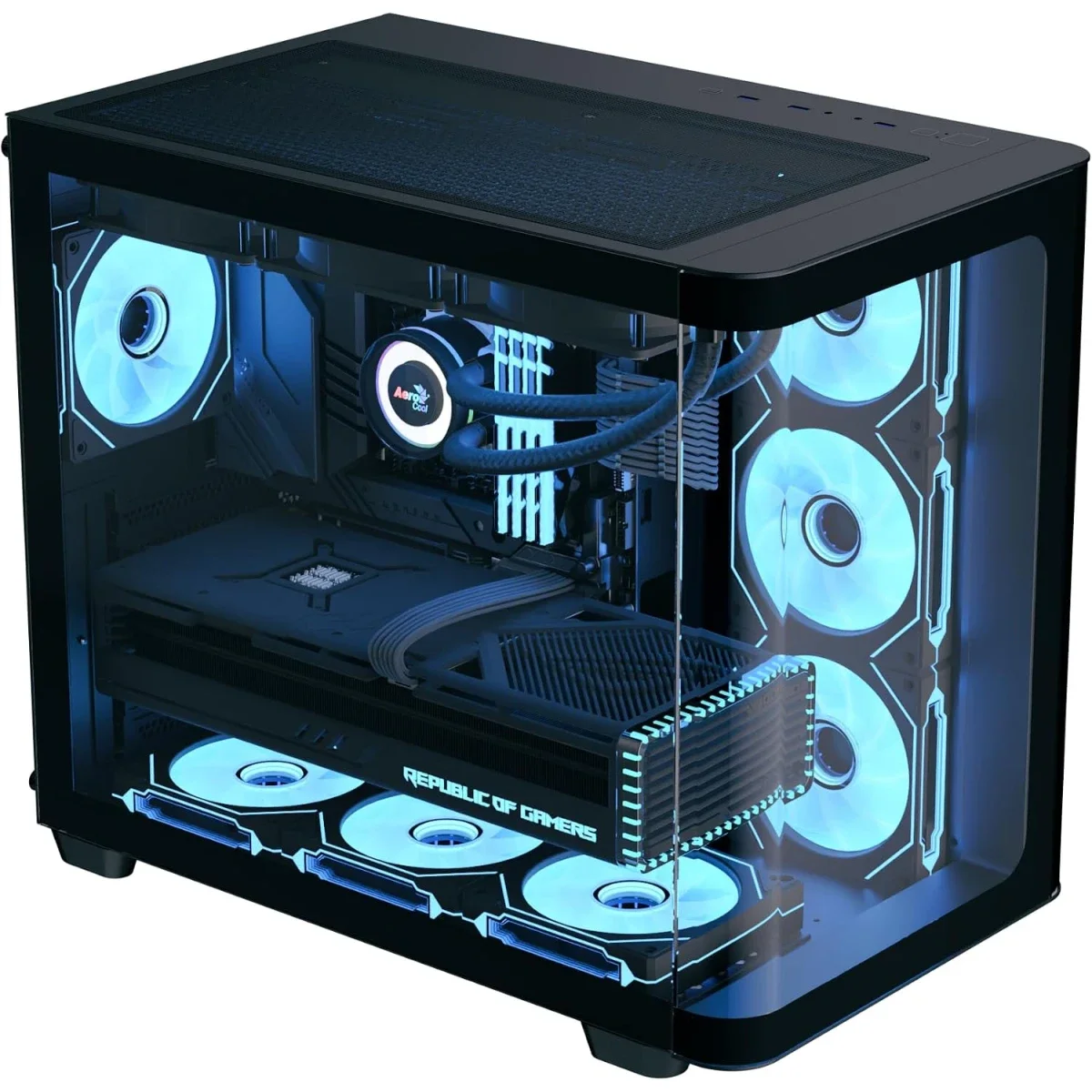 AeroCool P500C ATX Mid-Tower Gaming PC Case with 4 ARGB Fans, 360mm Radiator Support, Black - Thumbnail 4