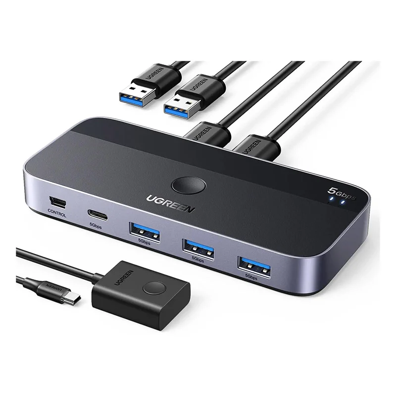 سويتش مشاركة USB Ugreen CM662/15705 إصدار USB 3.0 لجهازَي كمبيوتر و4 أجهزة USB-C وUSB-A