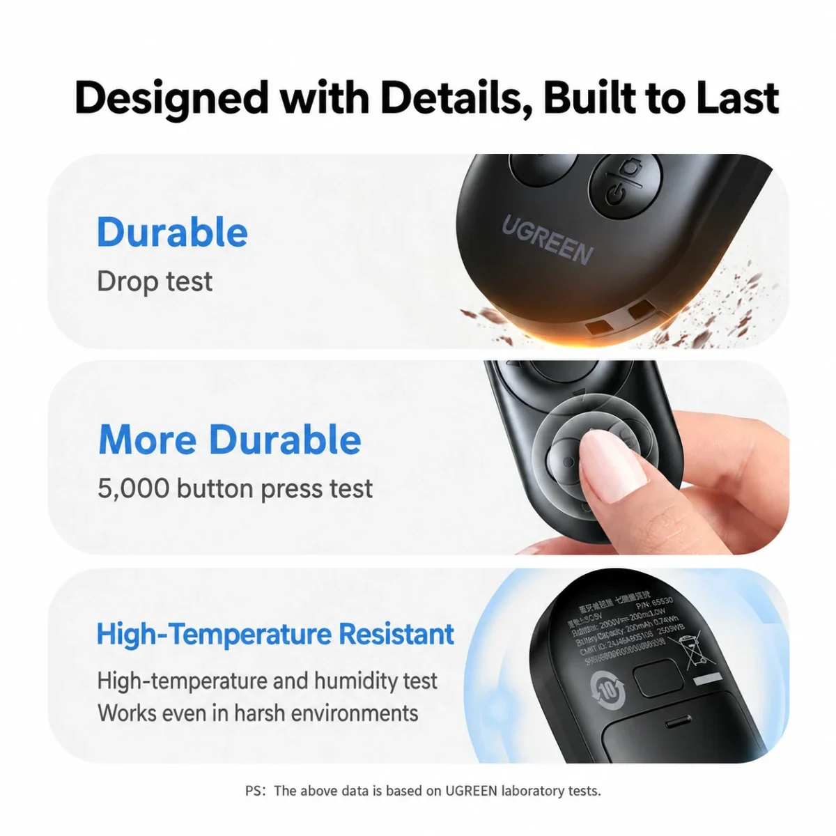 UGREEN LP998 Bluetooth 5.4 Multi-Functional Remote Control (85580) - Image 3