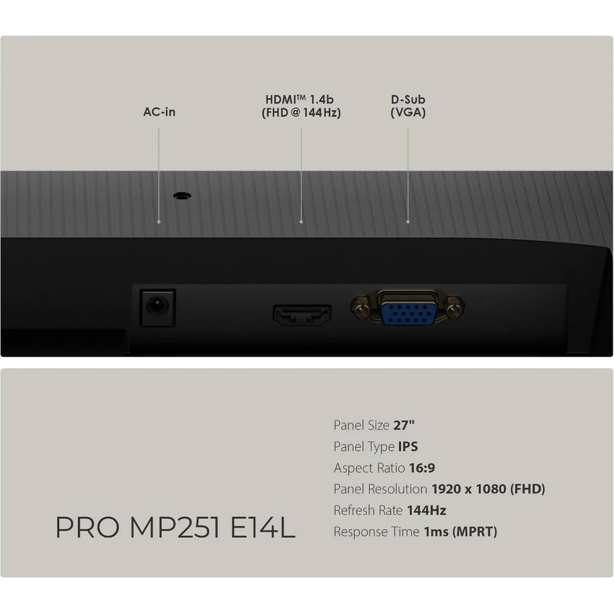 شاشة MSI للأعمال 25 إنش FHD IPS بتردد 144 هرتز، HDR Ready، EyesErgo، كفالة سنتين - PRO MP251 E14L - Thumbnail 6