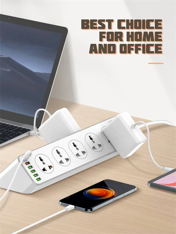 مشترك كهرباء ذكي LDNIO SC10610 بـ10 منافذ وشحن سريع PD 20W وكابل 2 متر - Image 10