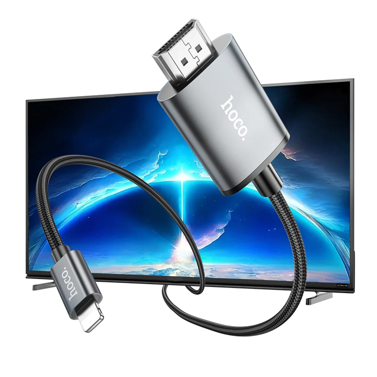 كابل فيديو HOCO UA27 من Lightning إلى HDMI بطول 2 متر ودقة 1080p 60Hz - Thumbnail 3