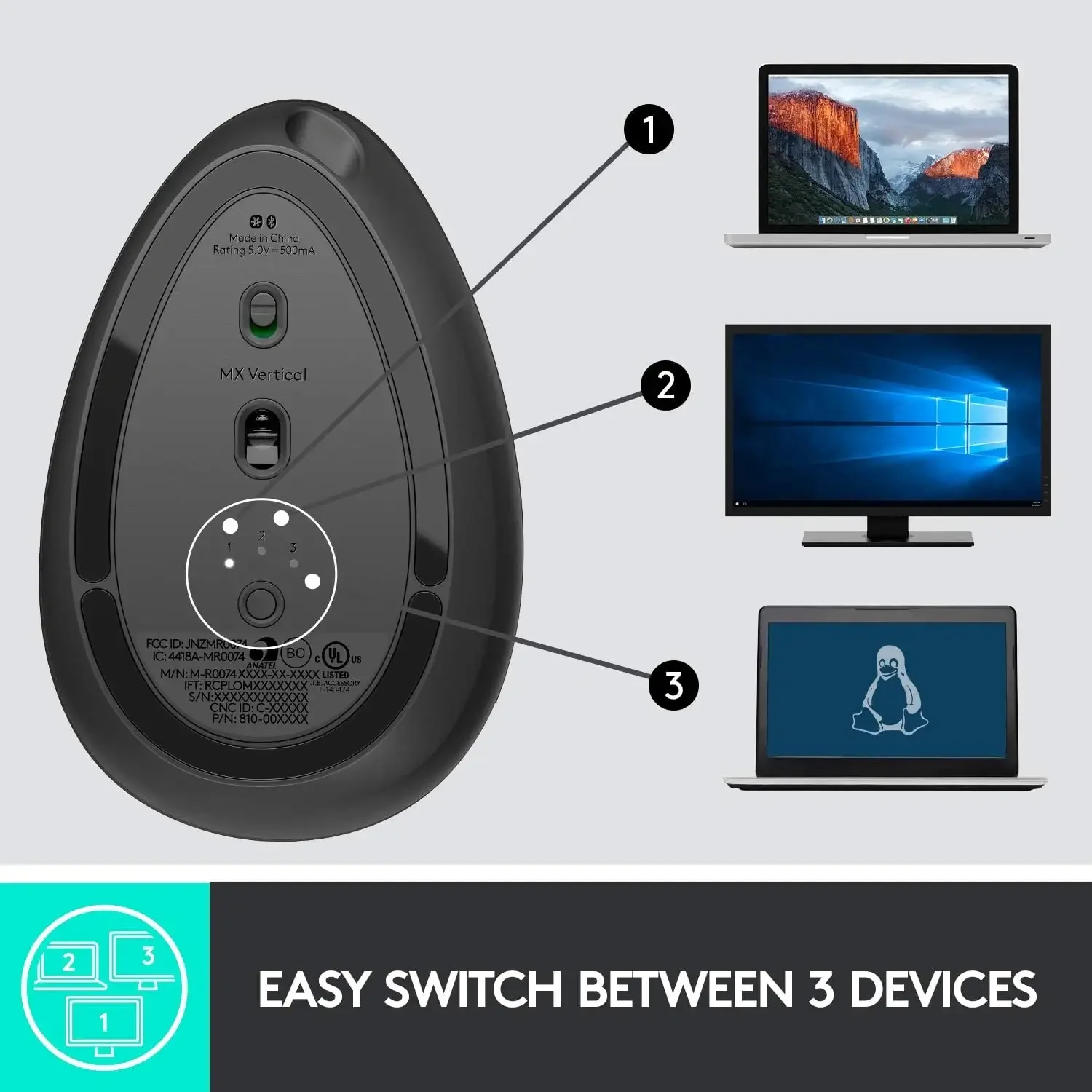 Logitech MX Vertical Advanced Ergonomic Wireless Mouse - Image 6