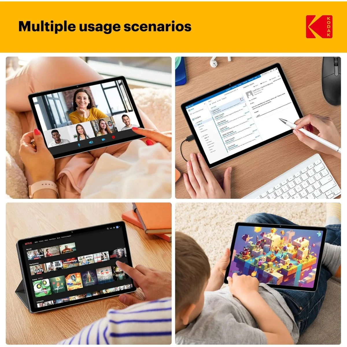 تابلت Kodak K12 (2025) أندرويد واي فاي 12.0 إنش، 128GB، رام 6GB + 12GB مشتركة، IPS 2.4K، رمادي فضائي - Thumbnail 6