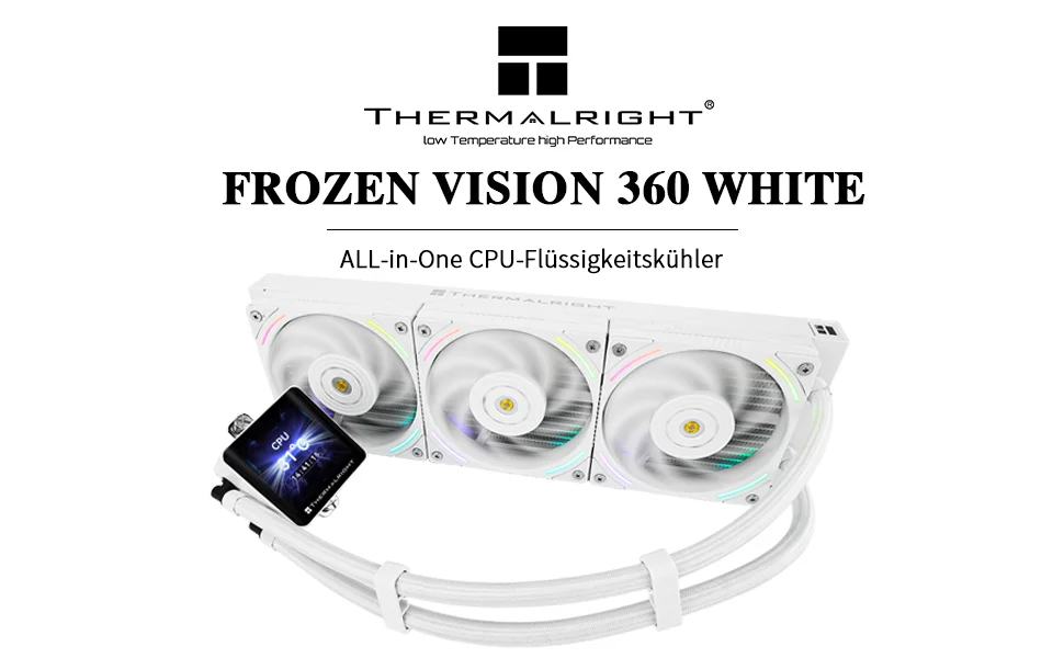مبرد مائي للمعالج Thermalright Frozen Vision 360 باللون الأبيض مع مروحة PWM مقاس 120 مم وشاشة IPS LCD مقاس 2.88 إنش - Image 8