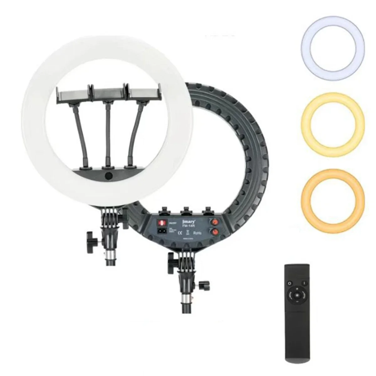 إضاءة حلقية LED Jmary FM-14R مقاس 14 إنش للبث المباشر والتصوير - أسود