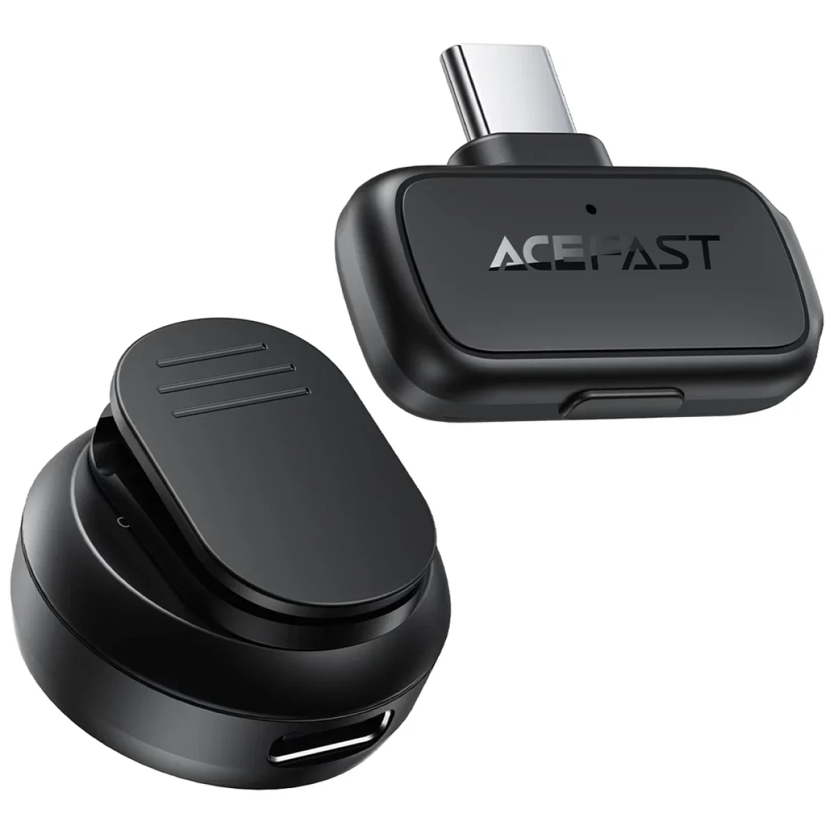 مايكروفون لافالير ACEFAST R7 لاسلكي 2.4GHz مع مستقبل USB-C - أسود