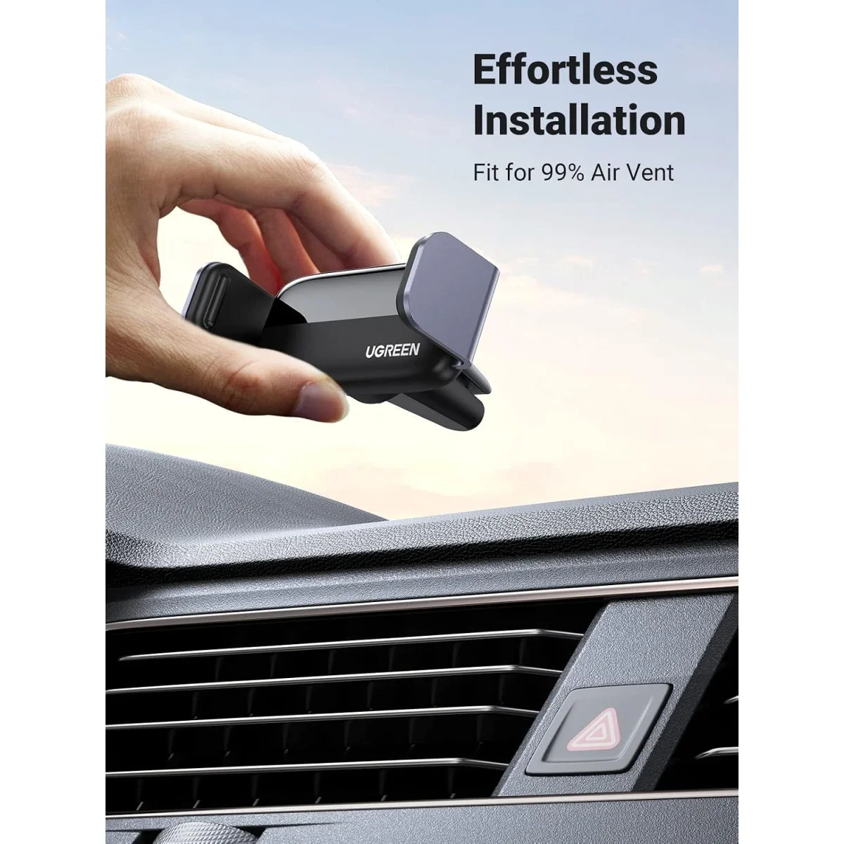 Ugreen 10422 360° Car Air Vent Phone Holder - Black - Image 6
