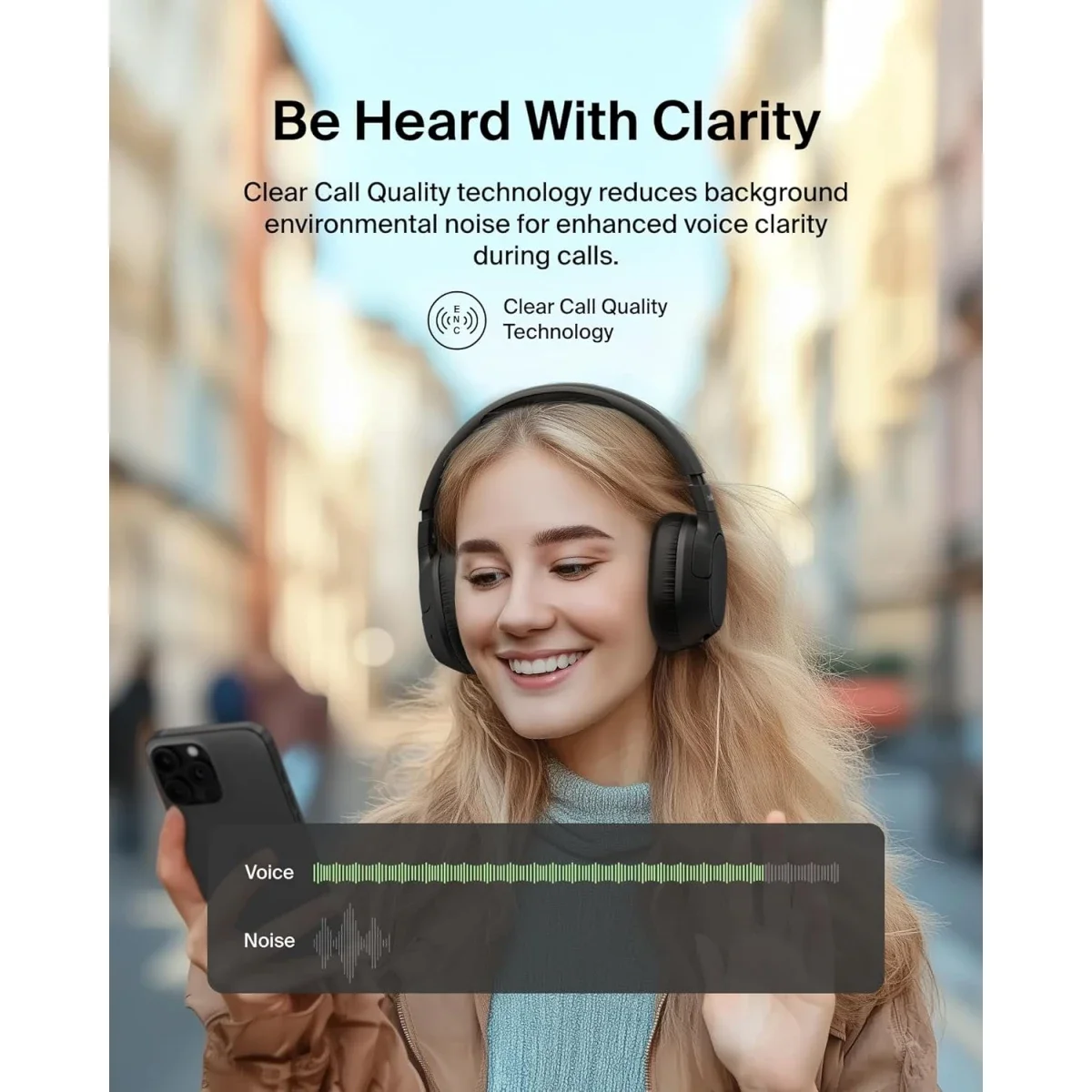 Belkin SoundForm Isolate Wireless Over-Ear ANC Headphones with Mic, Bluetooth 5.4, 60H Playtime, Black - Thumbnail 7