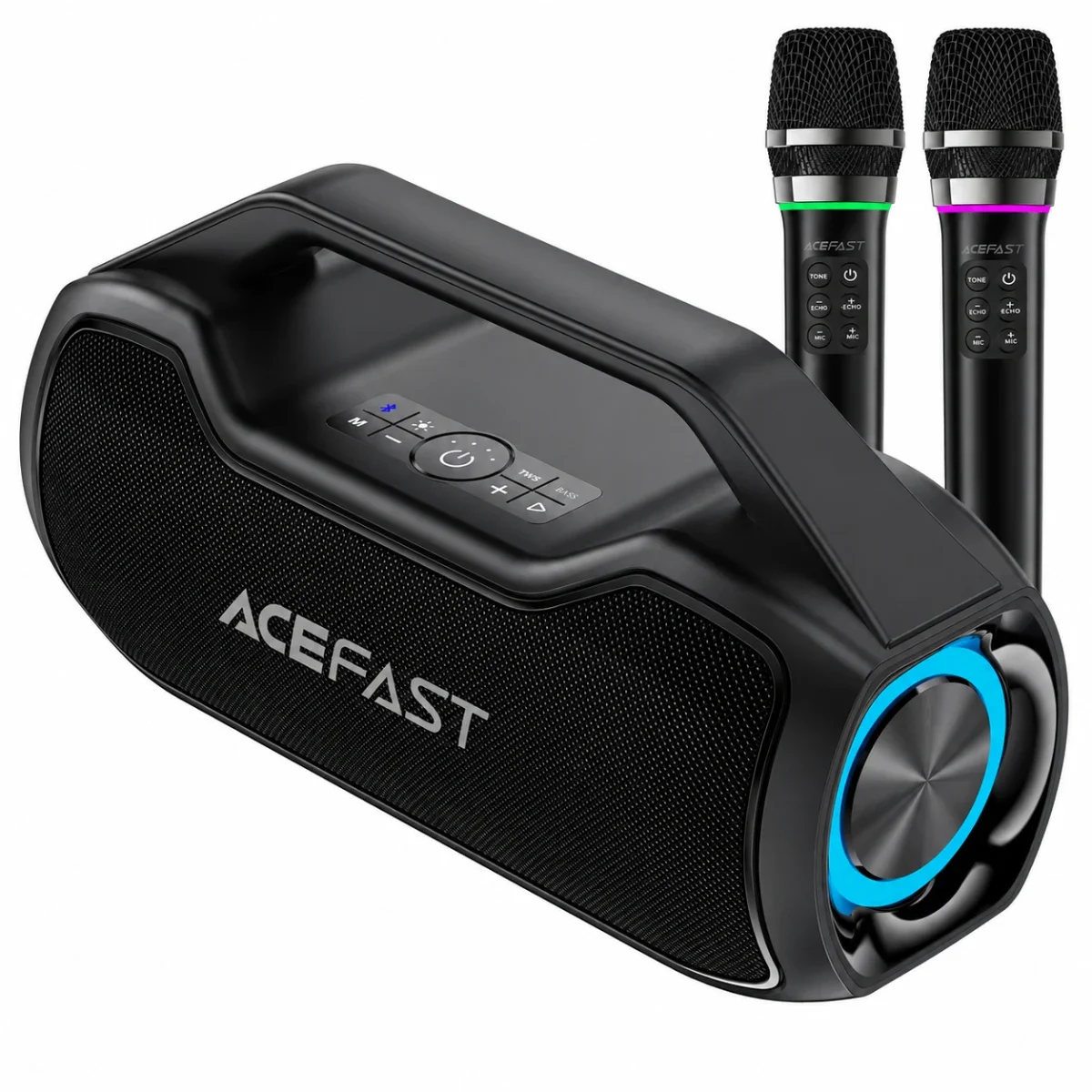 ACEFAST K14 120W Portable Wireless Karaoke Speaker with 2 Microphones - Black