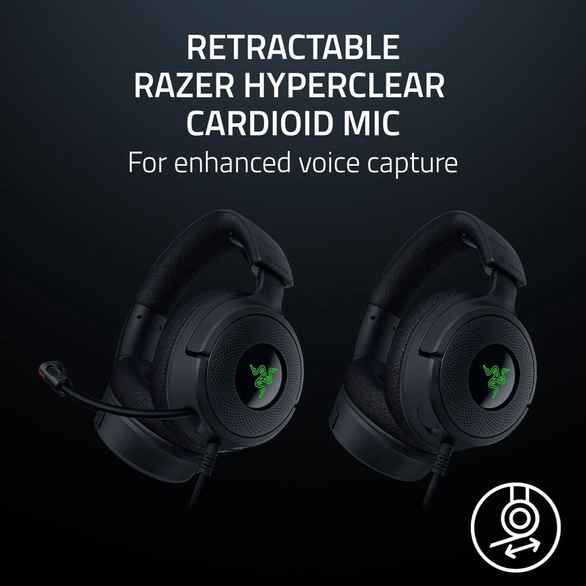 Razer Kraken V4 X Wired Gaming Headset with 40mm Drivers, Cardioid Mic and Chroma RGB - Thumbnail 3