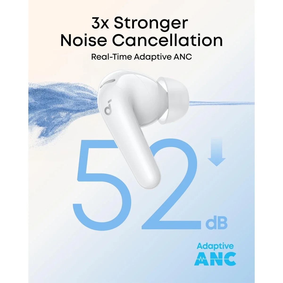 سماعات أذن لاسلكية Anker Soundcore R60i NC مع إلغاء ضوضاء تكيفي وصوت عالي الدقة، تشغيل 50 ساعة، أبيض - Thumbnail 2