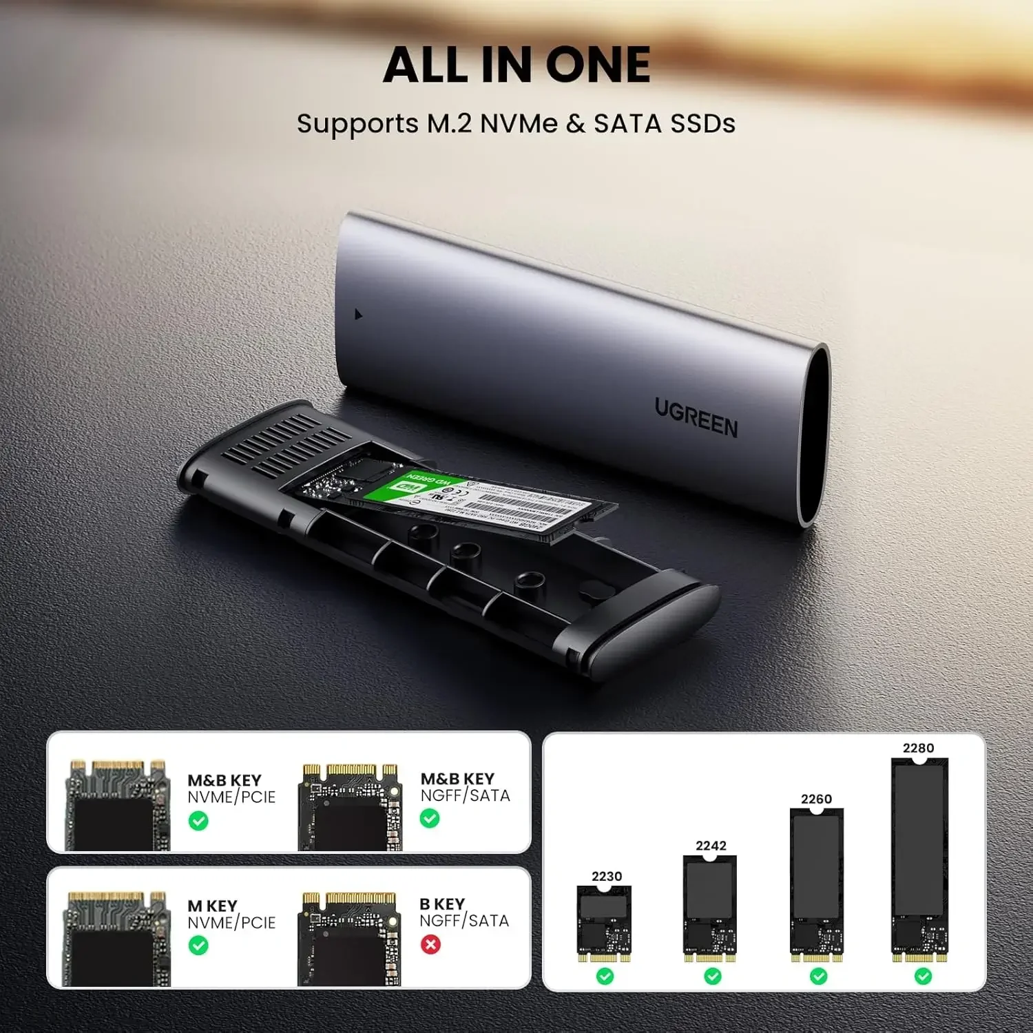حاوية SSD M.2 NVMe SATA بسرعة 10Gbps Ugreen 90264 - Image 4