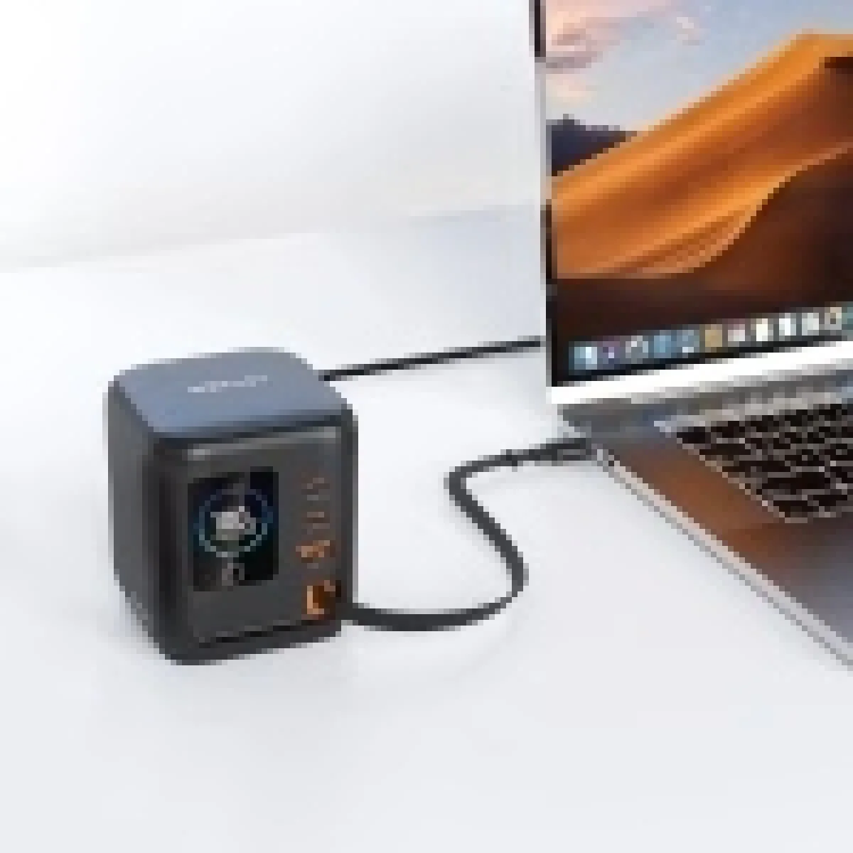 ACEFAST Z10 100W GaN Desktop Charging Station with Retractable USB-C Cable & TFT Display - Thumbnail 4