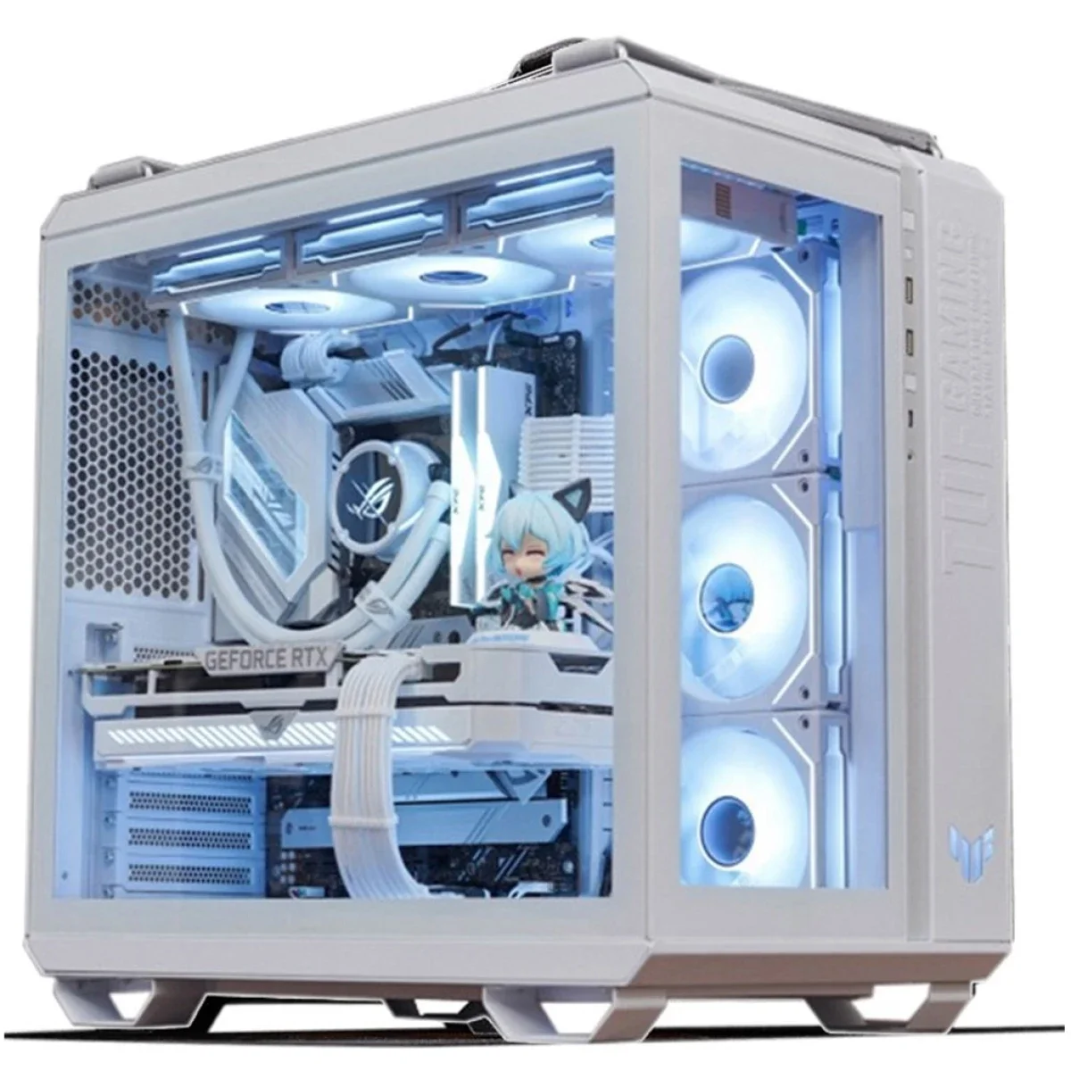 هيكل كمبيوتر Asus TUF Gaming GT502 Mid-Tower ATX ثنائي الحجرة باللون الأبيض - Image 2