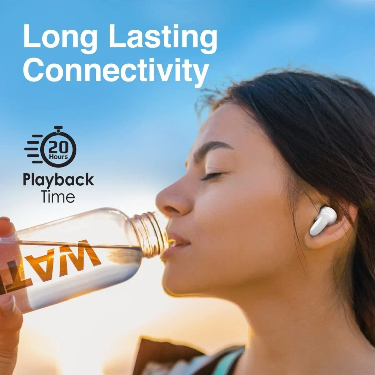 Promate Lush True Wireless Earbuds, Bluetooth 5.1, IPX5, 20H Playback, White - Thumbnail 4
