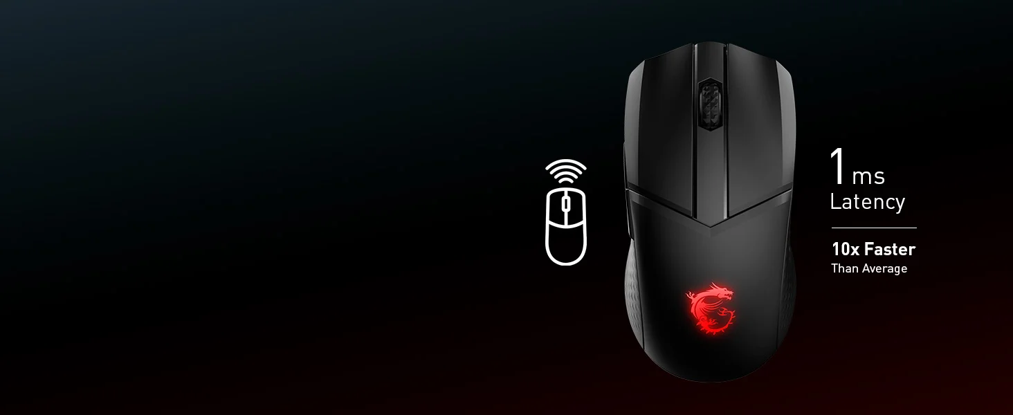 ماوس ألعاب MSI Clutch GM41 لاسلكي خفيف مع قاعدة شحن، 20000 DPI، مفاتيح Omron 60 مليون، بطارية 80 ساعة، 6 أزرار - Thumbnail 13