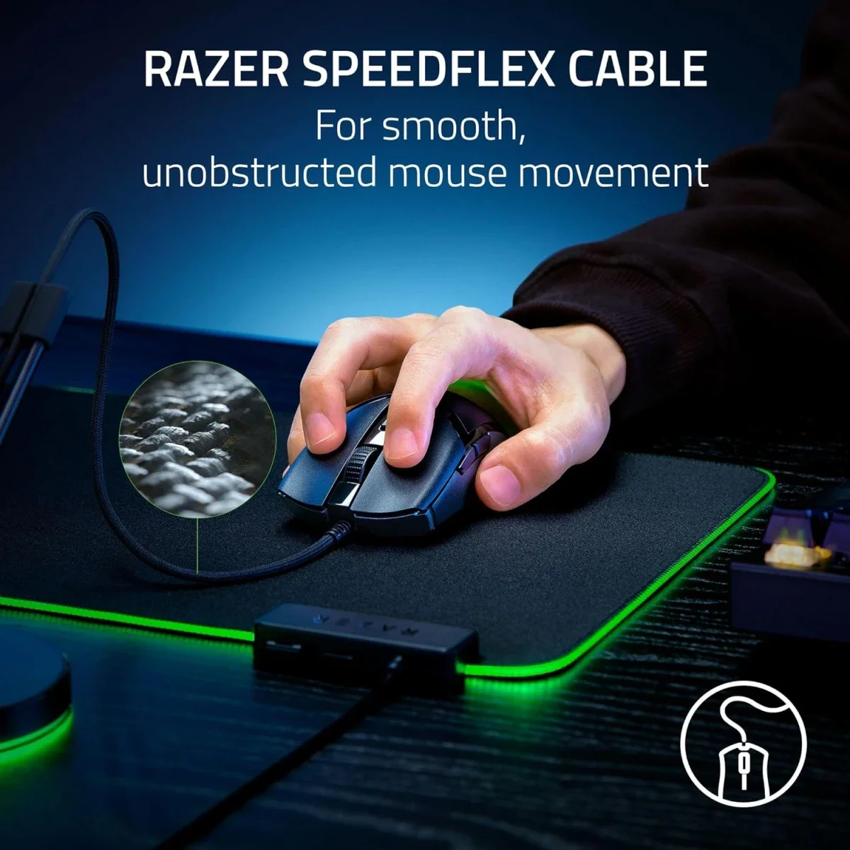 ماوس ألعاب سلكي Razer Cobra خفيف 58 جم بمفاتيح بصرية Gen-3 وإضاءة Chroma RGB ودقة 8500 DPI - أسود - Thumbnail 6