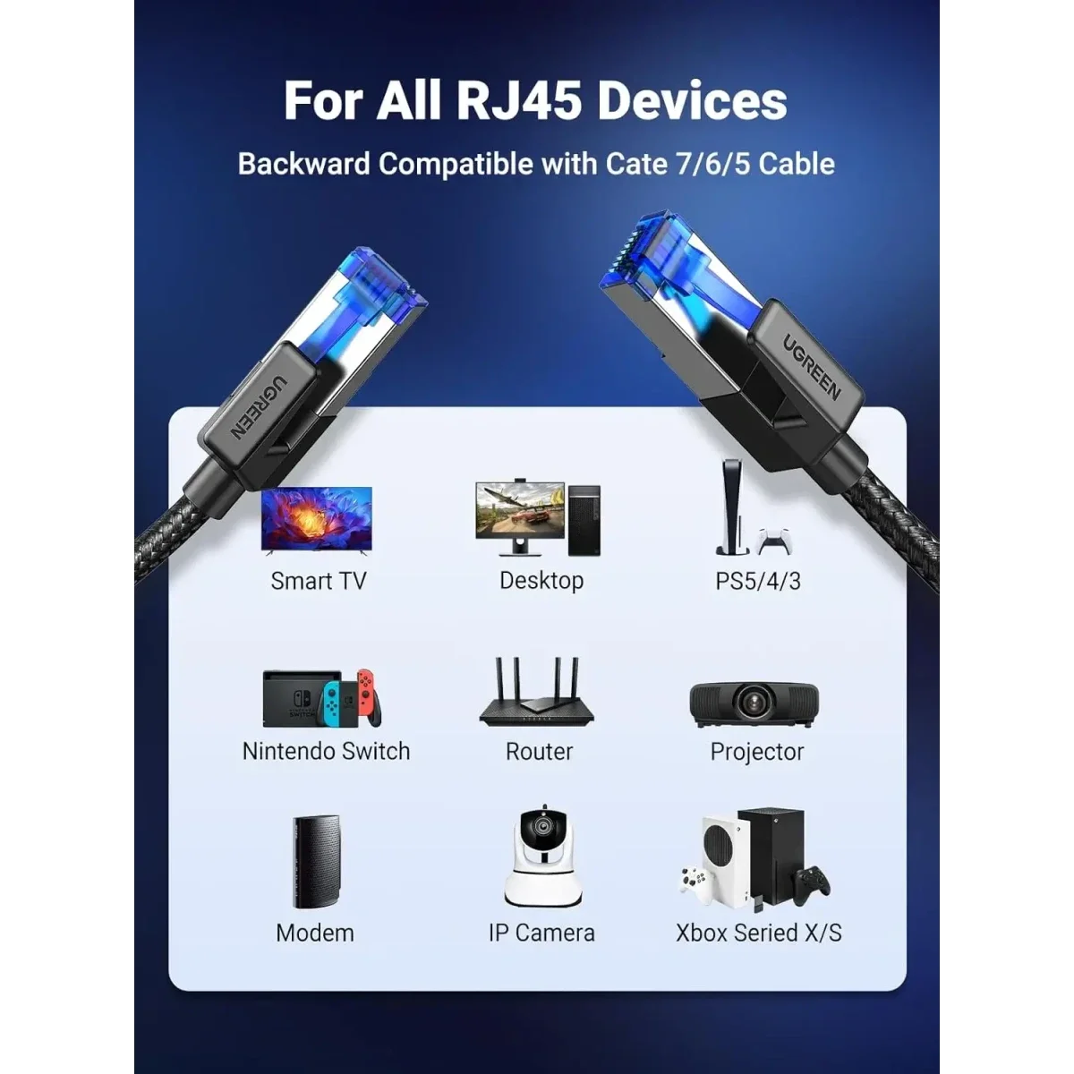كابل إيثرنت LAN Ugreen 80431 Cat 8 بطول 2 متر، 40Gbps، 2000MHz، مضفر S/FTP - Thumbnail 5