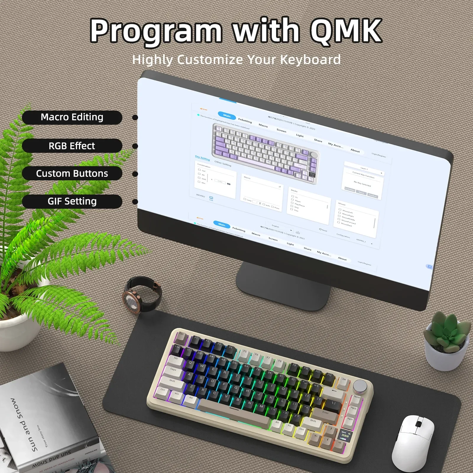 كيبورد ATTACK SHARK X85PRO ميكانيكي ثلاثي الاتصال بتثبيت Gasket – Cheese – سويتش Blueberry خطي - Image 4