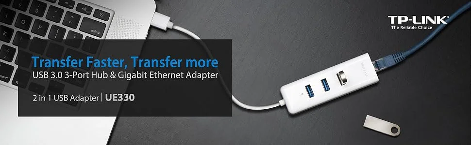 TP-LINK UE330 USB 3.0 3-Port Hub with Gigabit Ethernet Adapter - Image 6
