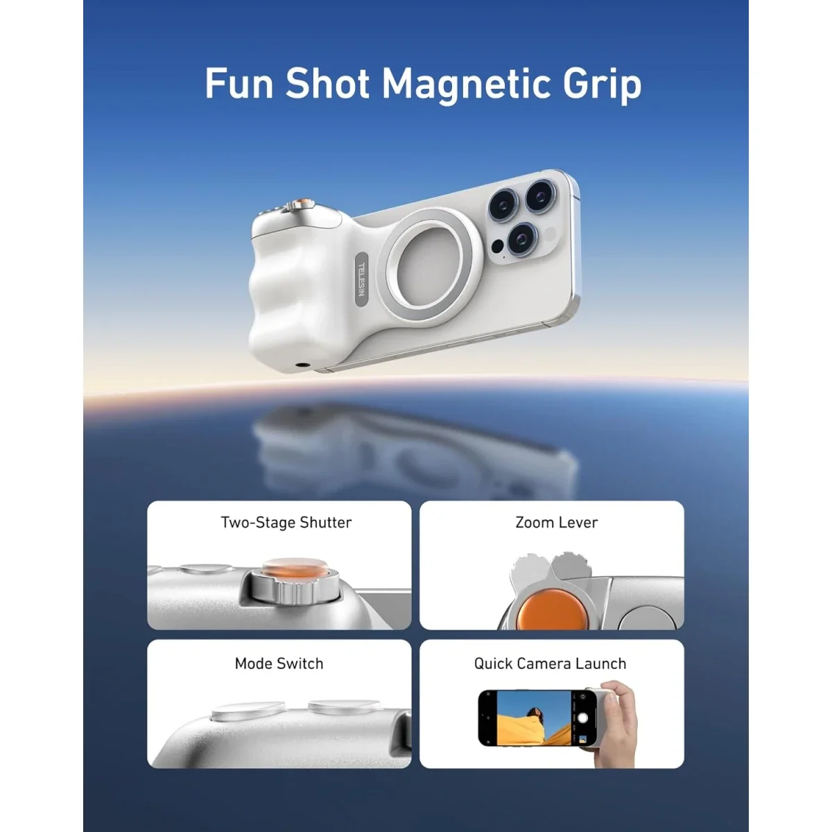 TELESIN Fun Shot Magnetic Phone Camera Grip with Wireless Shutter Remote - Image 3