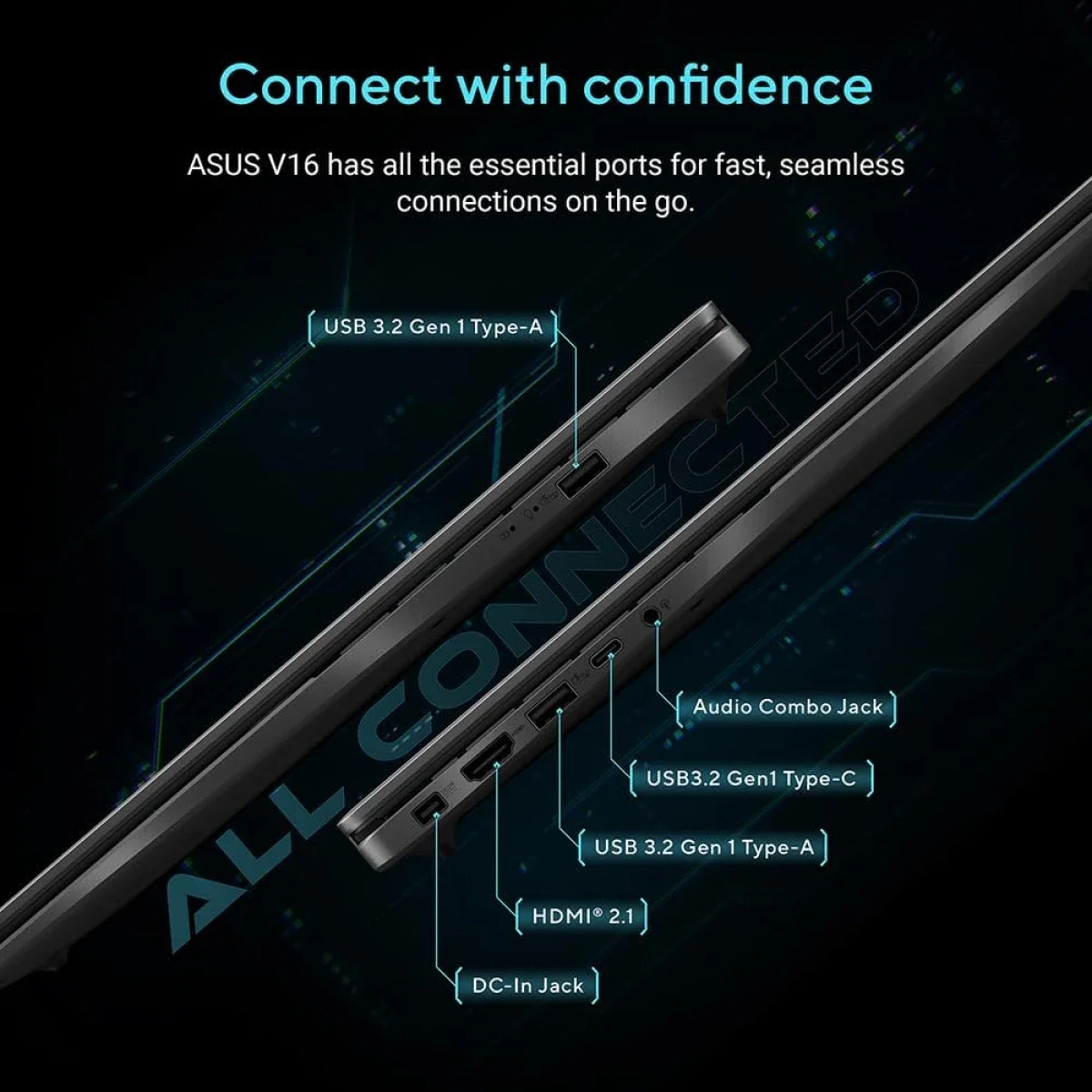 لابتوب ألعاب Asus V16 V3607VM شاشة 16 إنش WUXGA 144Hz مع Core 7 240H و RTX 5060 وذاكرة 16GB و 1TB SSD لون Matte Black - Image 3