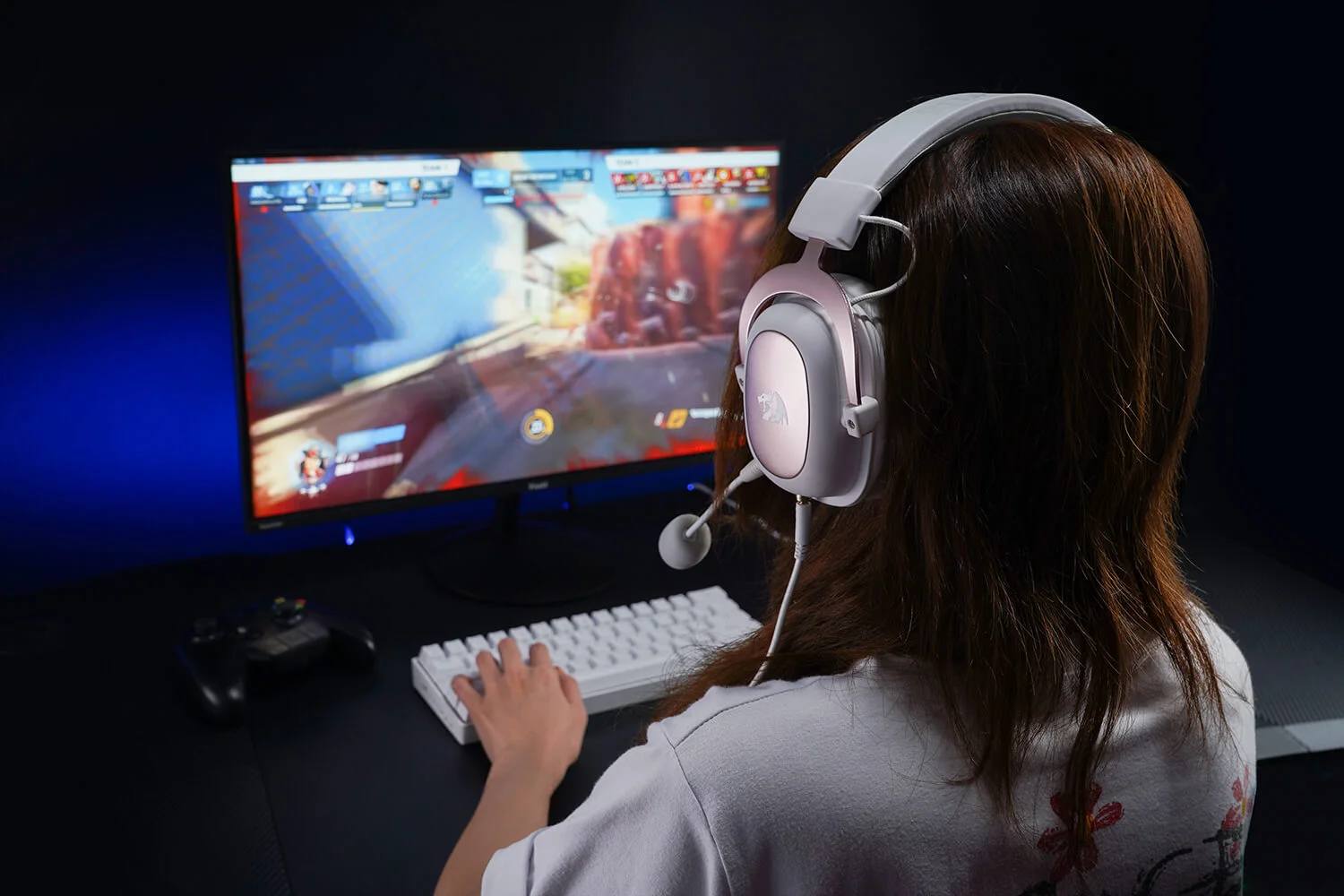 Redragon H510 Zeus 2 Wired 7.1 Surround Gaming Headset with 53mm Drivers - White - Image 11