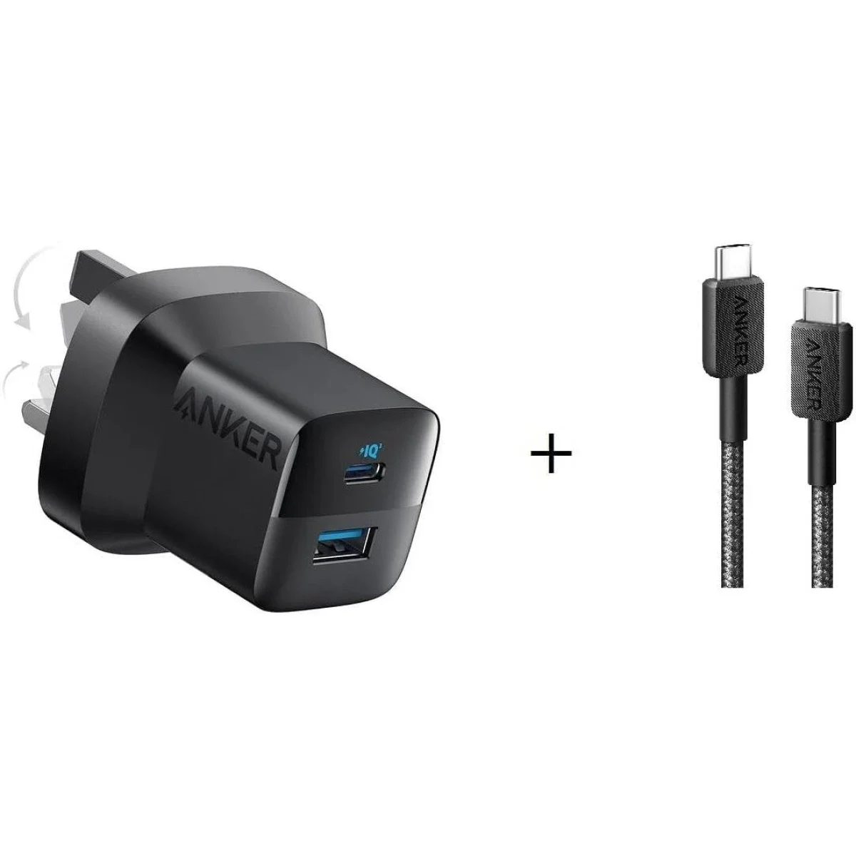 شاحن حائط Anker 323 بقدرة 33 واط مع كابل USB-C إلى USB-C بطول 90 سم - أسود - Thumbnail 2
