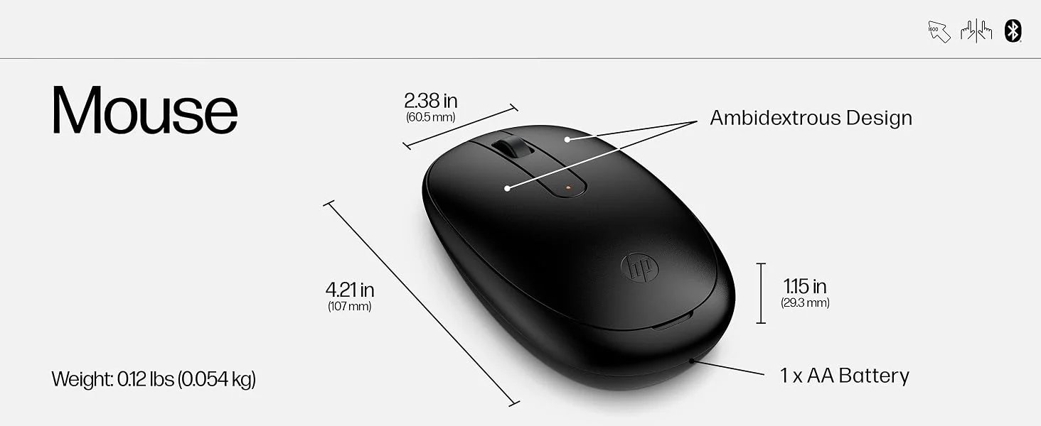 ماوس HP 245 بتقنية Bluetooth وSwift Pair، 1600 DPI، أسود - Thumbnail 12