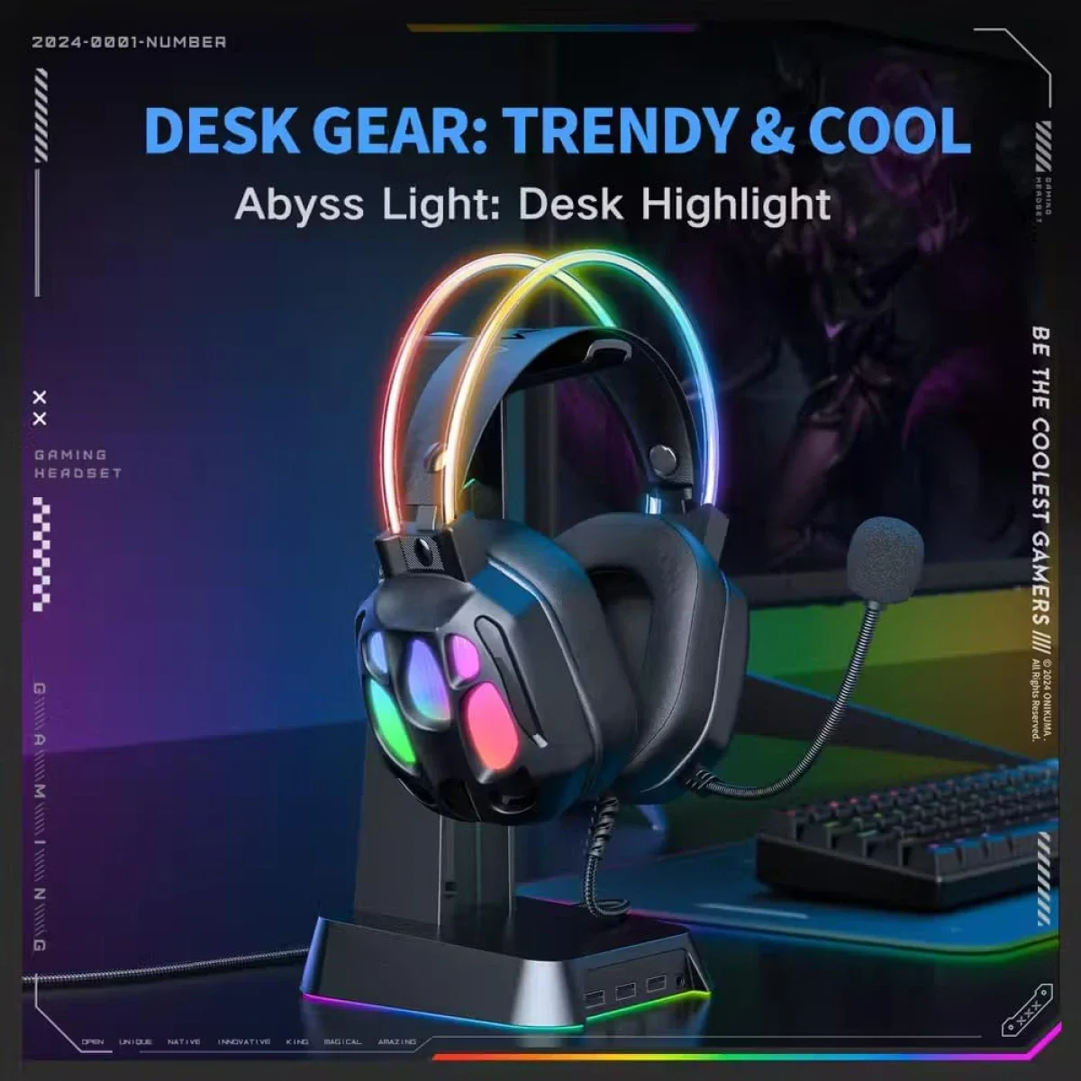 ONIKUMA X89 Gaming Headset with 3.5mm Jack, Surround Sound and RGB Lighting - Black - Thumbnail 7