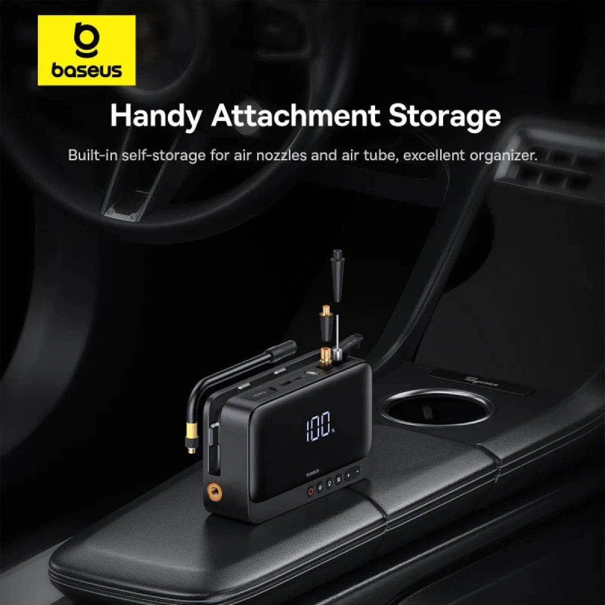 Baseus Super Energy Series 4-in-1 Car Jump Starter with Air Compressor, Power Bank & Flashlight, 6000mAh, Black - Thumbnail 8