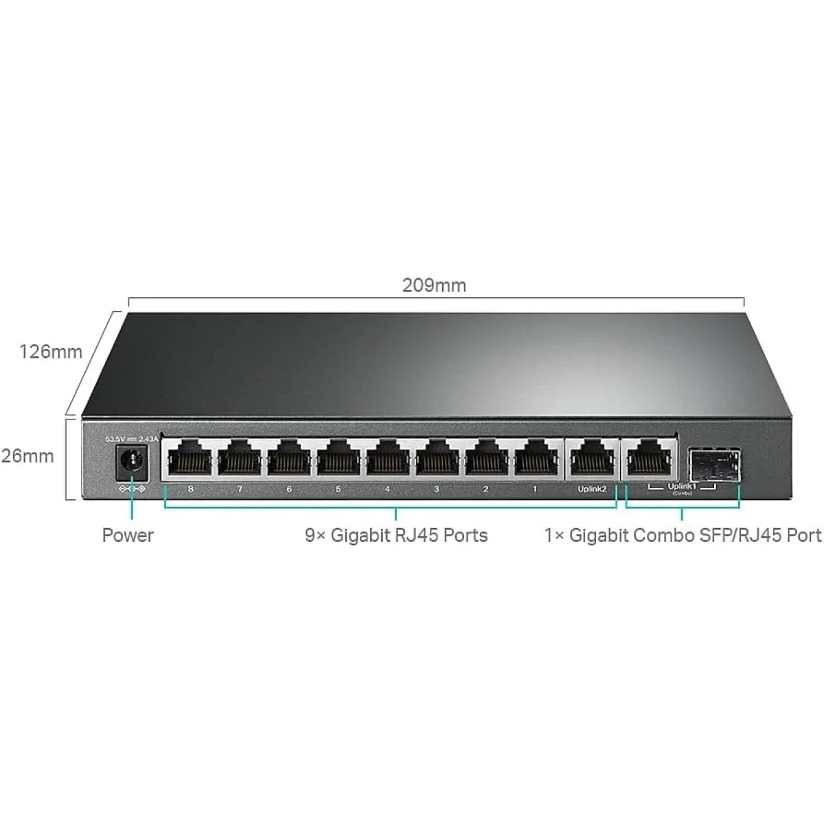 سويتش شبكة TP-LINK TL-SG1210MPE جيجابت 10 منافذ سهل الإدارة مع 8 منافذ PoE+ بقدرة 123W - Image 3