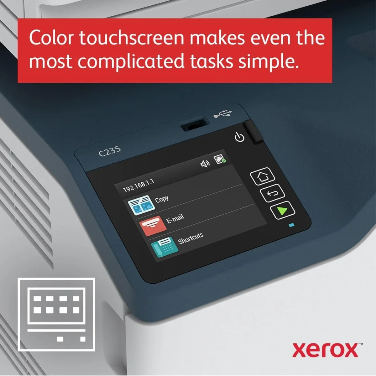طابعة متعددة الوظائف ليزر ملونة Xerox C235 مقاس A4 لاسلكية مزدوجة 4 في 1 حتى 24 ppm باللون الأبيض - Image 2