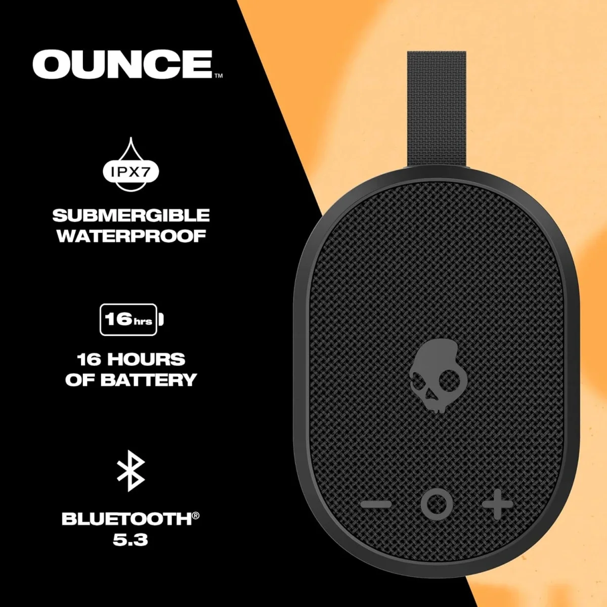 سماعة Skullcandy Ounce بلوتوث لاسلكية صغيرة محمولة مقاومة للماء IPX7 وبطارية 16 ساعة - أسود - Image 2