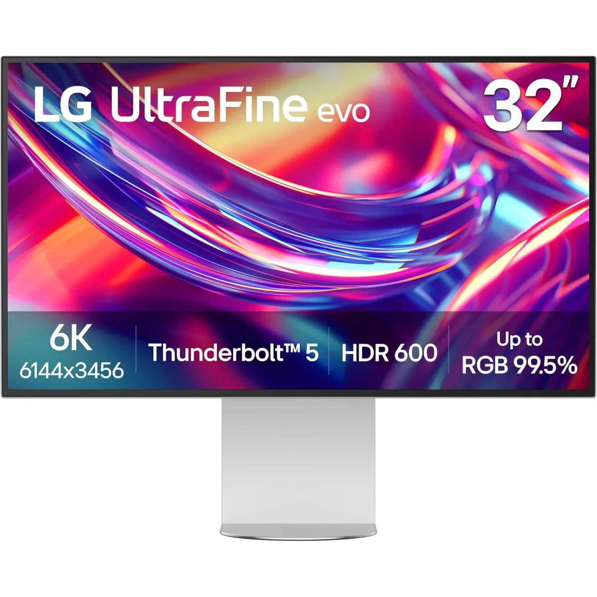 LG 32U990A-S UltraFine 32-inch 6K Professional Monitor, Nano IPS Black, Thunderbolt 5, DisplayHDR 600, Speakers, HDMI 2.1, DisplayPort 2.1, USB-C, Tilt/Height/Pivot Stand, Silver