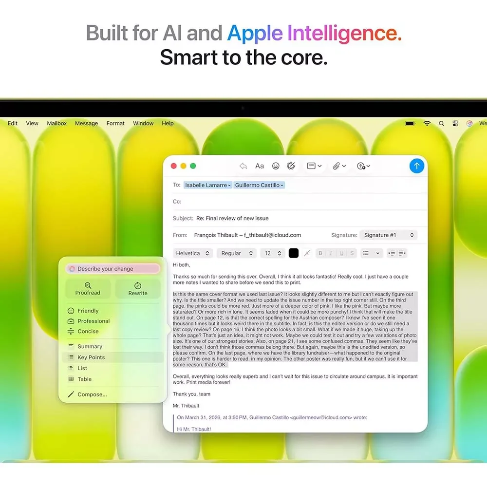 لابتوب Apple MacBook Neo بمعالج A18 Pro، رام 8GB، SSD 256GB، شاشة 13 إنش (2408×1506)، macOS، Citrus، MHFD4LL - Thumbnail 3