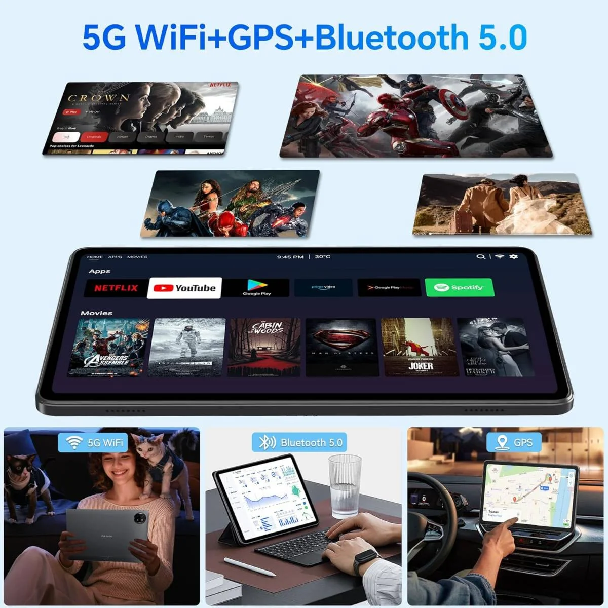تابلت BlackView Tab 20 واي فاي 10 إنش أندرويد 15 رام 4+8GB وسعة 64GB أزرق Storm Blue - Thumbnail 6