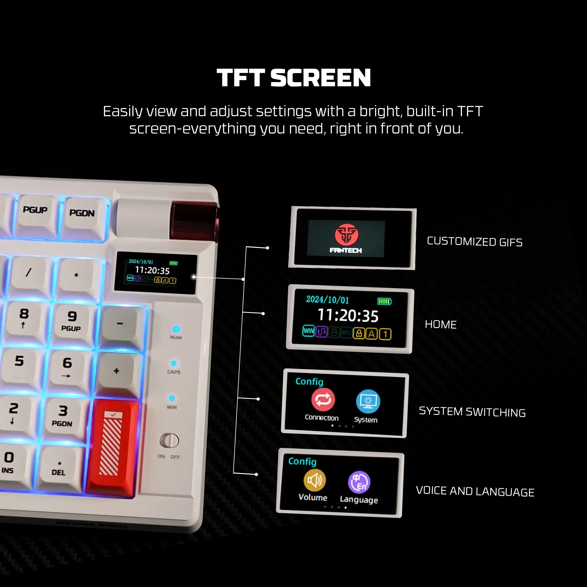 Fantech MK918 Atom Pro97 Wireless Mechanical Gaming Keyboard White - Thumbnail 6