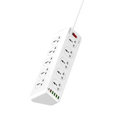 مشترك كهرباء LDNIO SC10610 بـ10 مقابس عالمية وشحن PD سريع 20 واط
