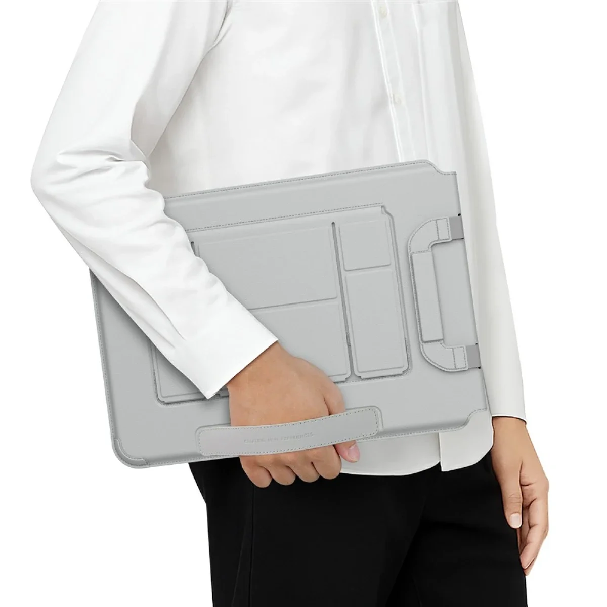 Nillkin Versatile Pro 16.2 Inch Laptop Case with EVA Drop Protection, Magnetic Handle and Stand - Grey - Image 5