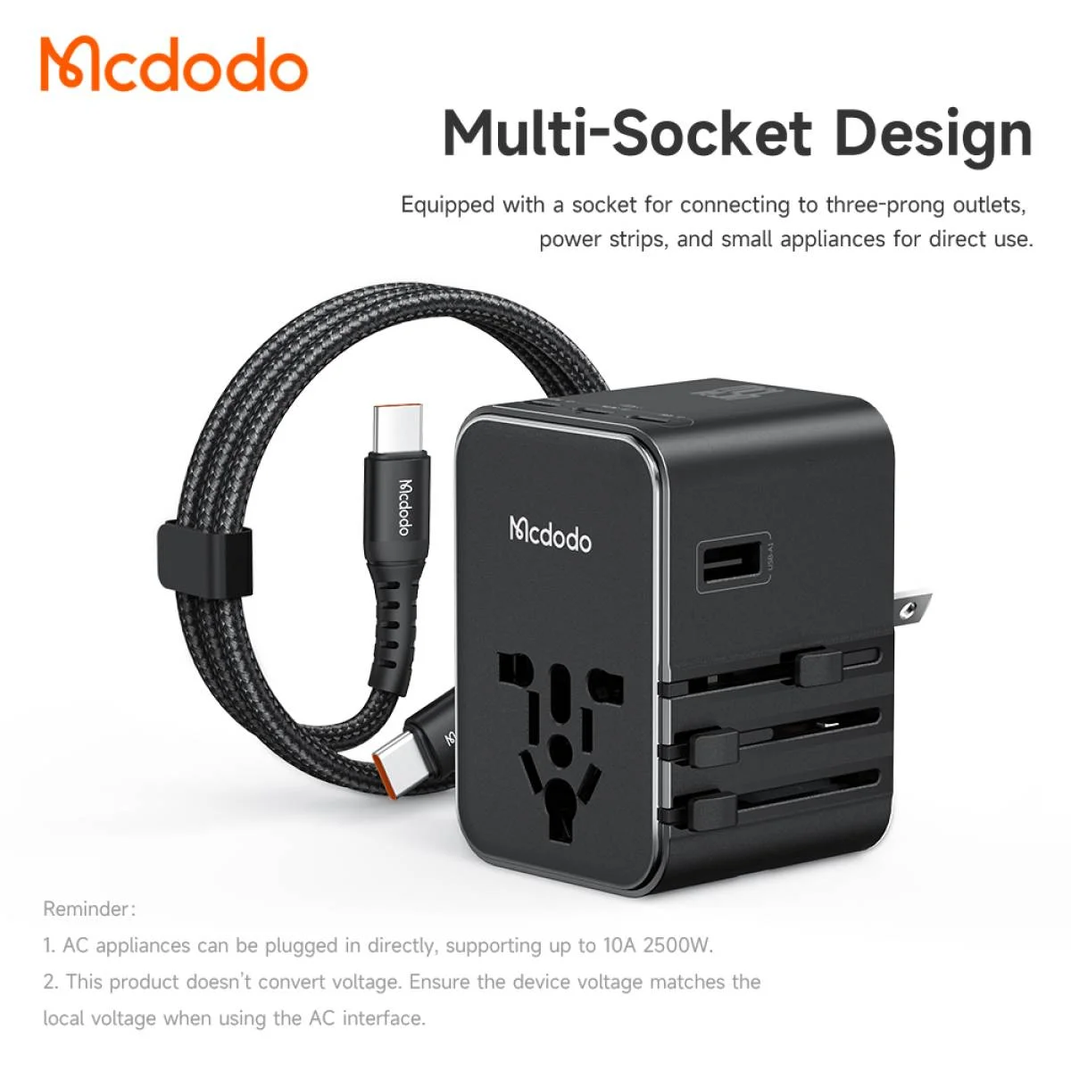 Mcdodo 327 45W International Travel Charger with 3 USB-C, 2 USB and AC Outlet
