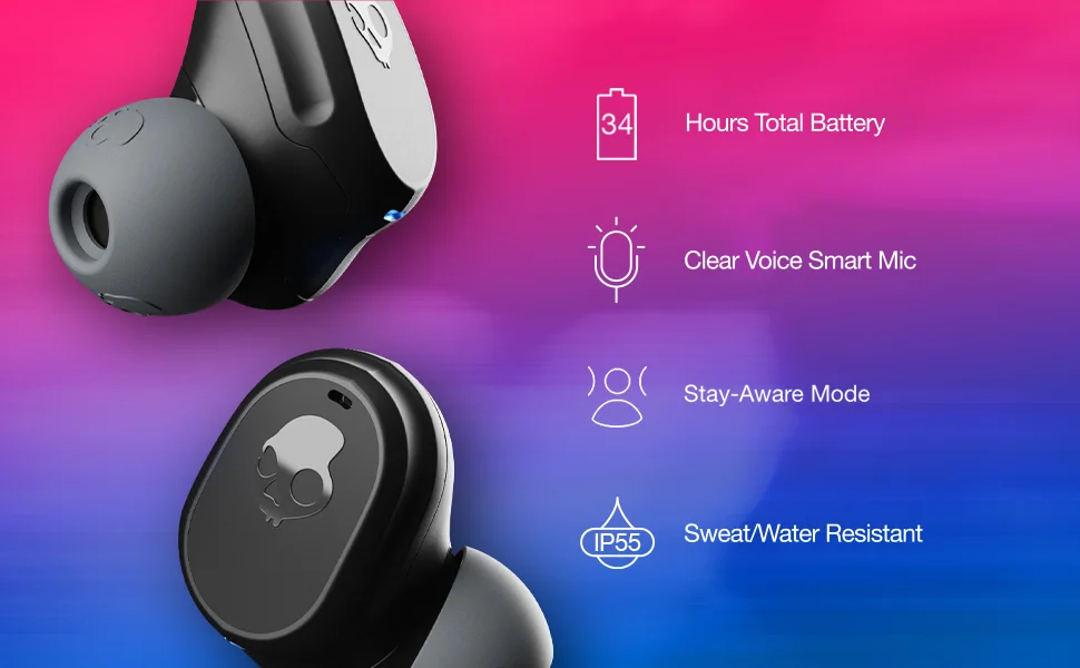 Skullcandy Mod Wireless Bluetooth Earbuds, 32-Hour Battery, True Black - Thumbnail 8
