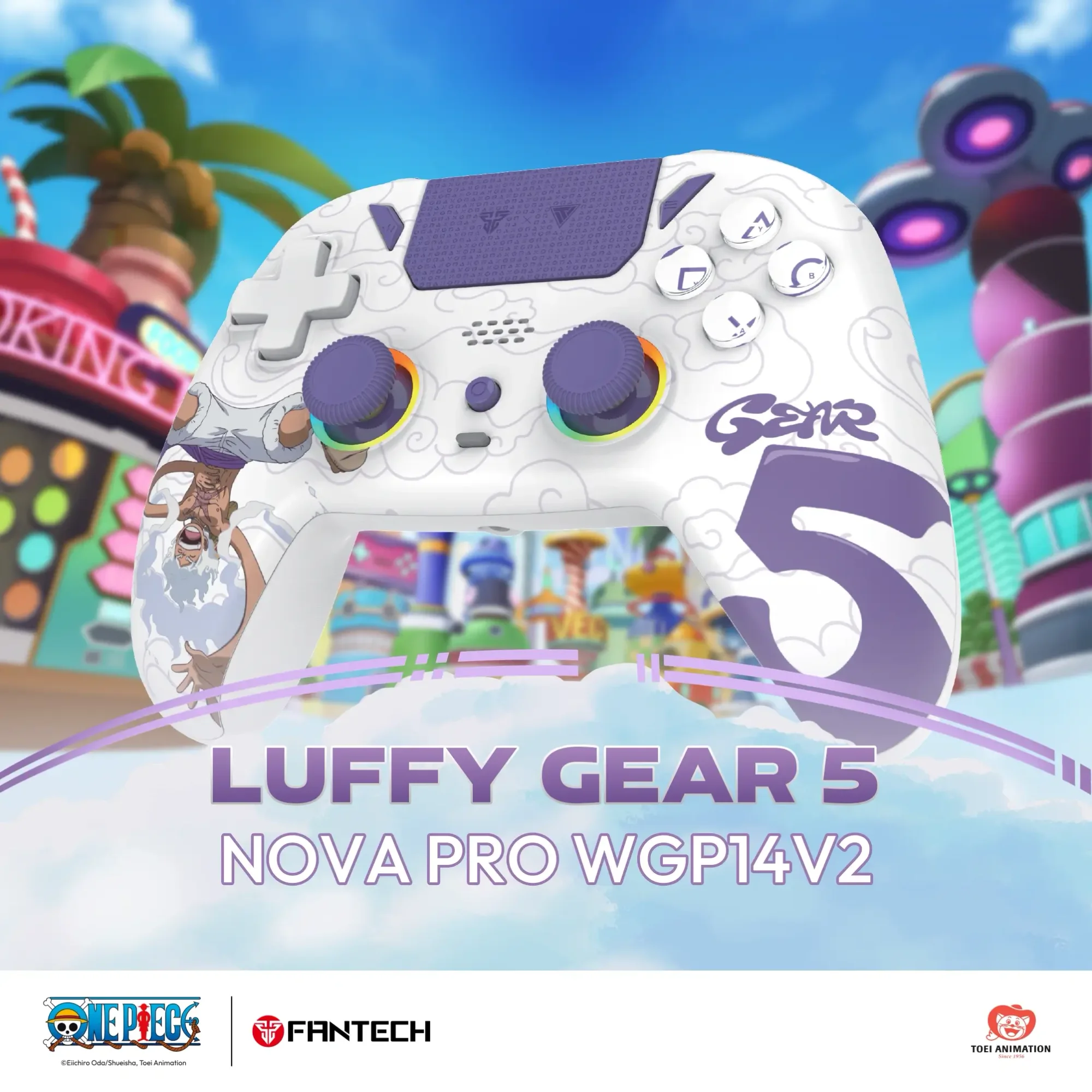 يد تحكم ألعاب Fantech NOVA PRO WGP14V2 متعددة المنصات إصدار One Piece Gear5 Egghead - Thumbnail 3