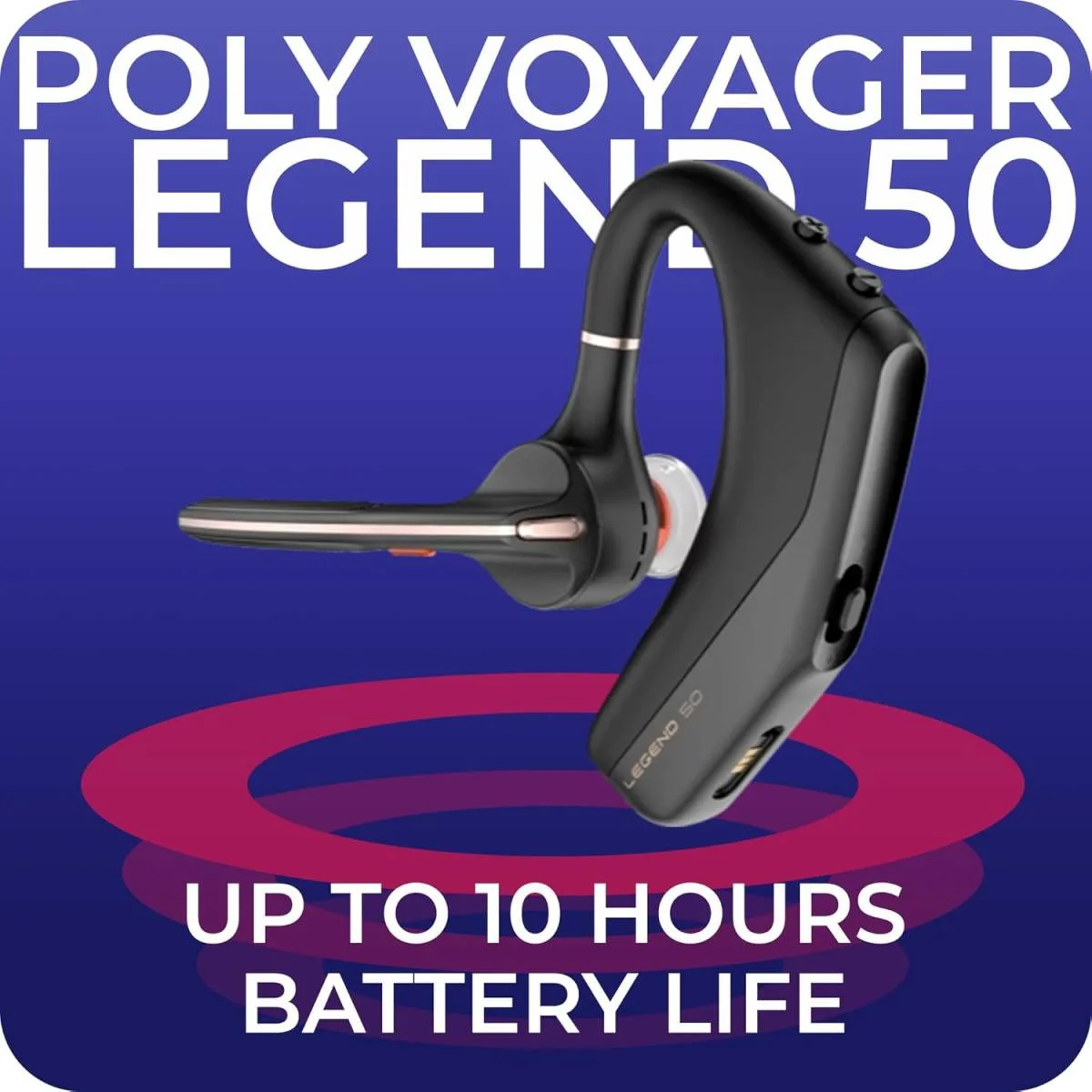 سماعة رأس Poly Voyager Legend 50 UC بلوتوث مع علبة شحن، 4 ميكروفونات، بطارية 10 ساعات ومدى 98 قدم - Image 2