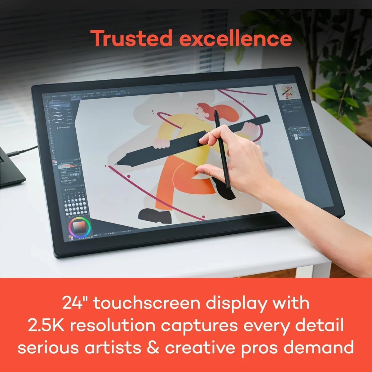 لوح رسم بشاشة Wacom Cintiq 24 Touch مقاس 23.8 إنش بدقة 1920x1080 وUSB-C DTH246K0B - Thumbnail 3